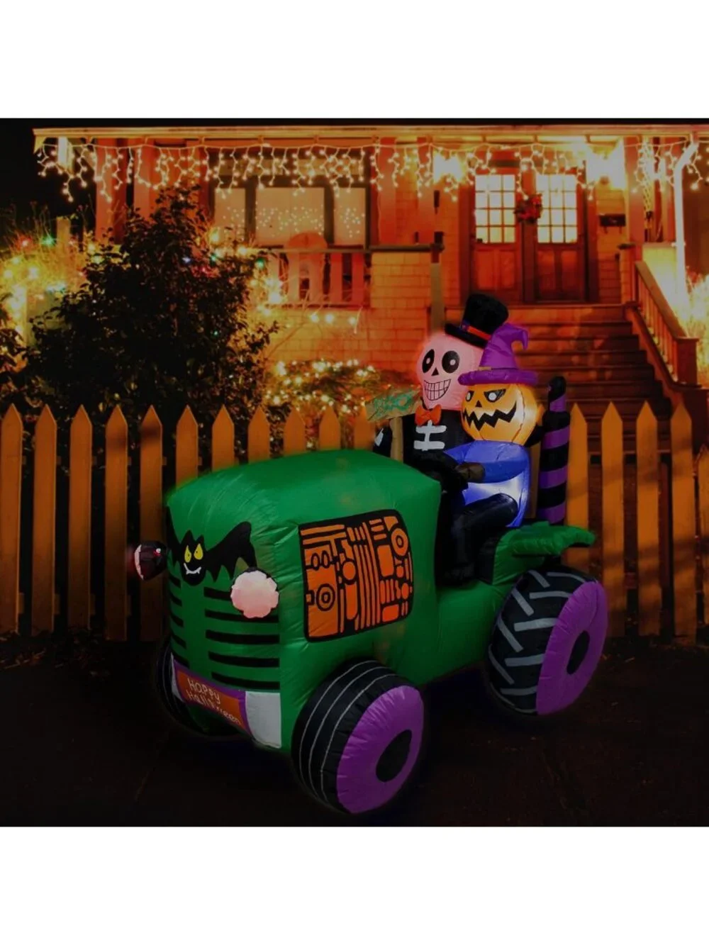 5.5Ft Halloween Inflatable Ghost Tractor Decor with LED Lights - Spooky Yard Art